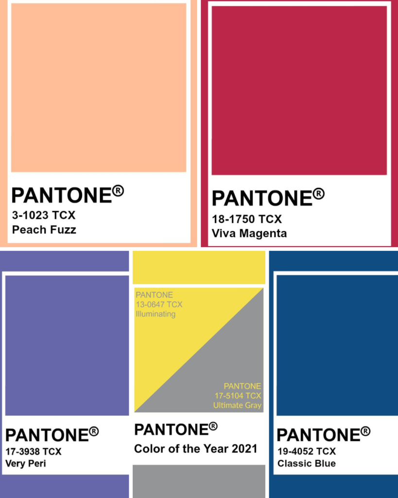 as cores do ano Pantone de 2020 a 2024