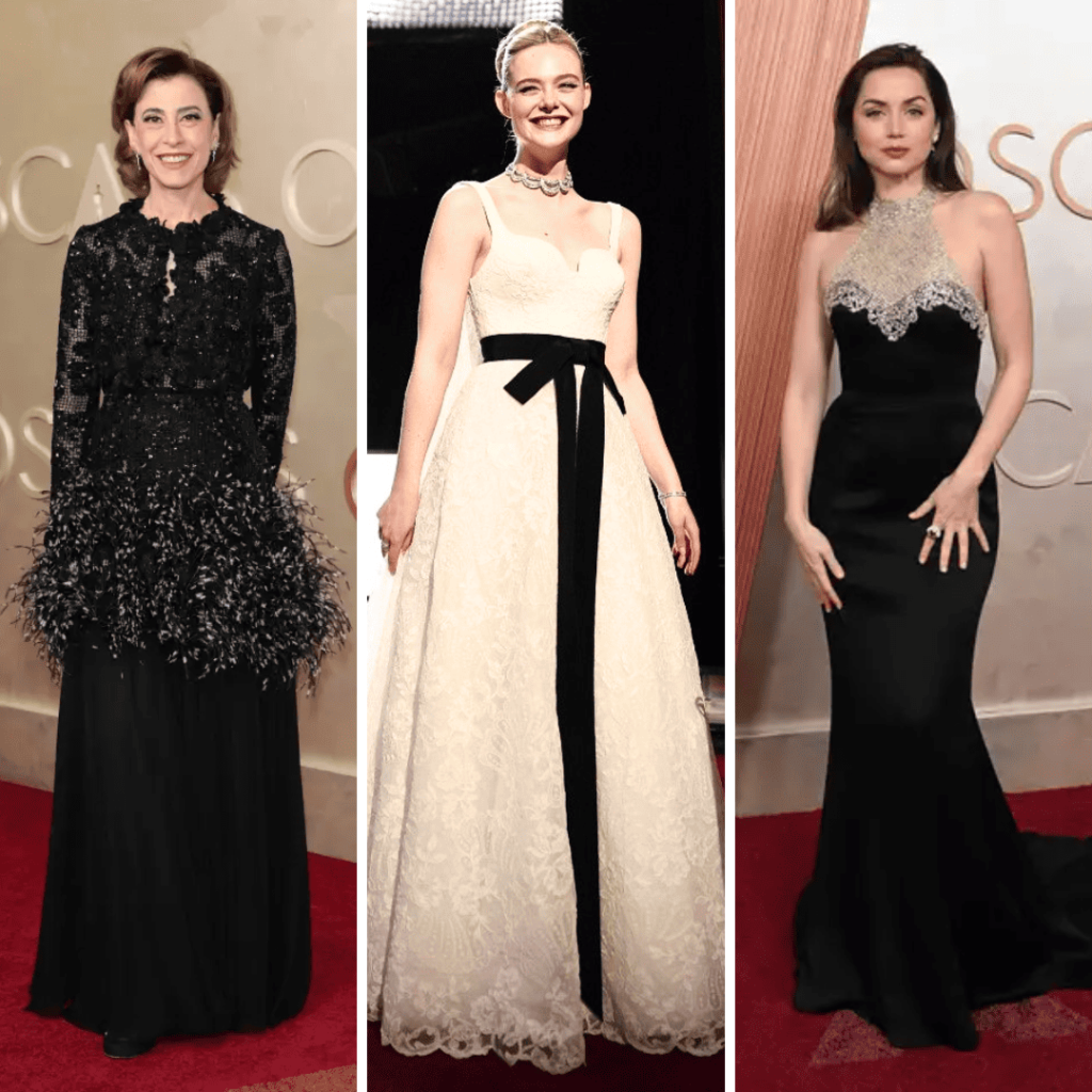 Vestidos nas cores preto e branco Oscar 2025