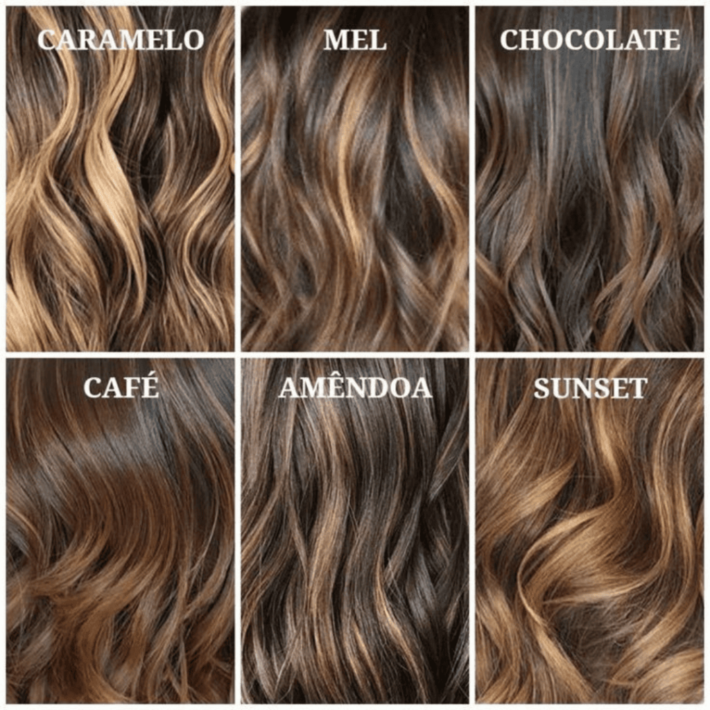 tons de cabelo morena iluminada
