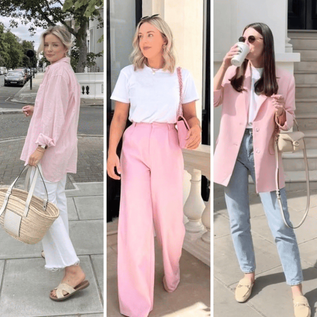 Looks com rosa bebê: camisa, calça e blazer